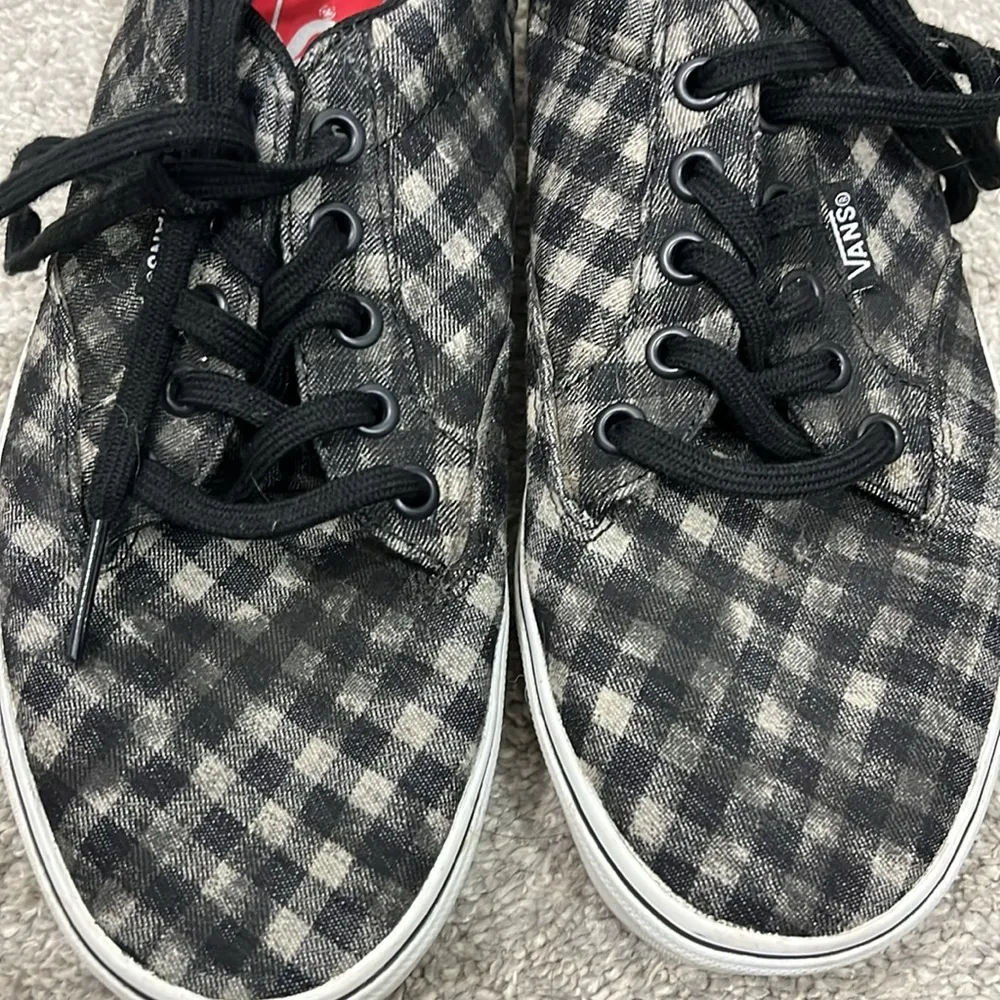 Vans Size 7.5 Black, White Buffalo Plaid Skate Shoes Sneakers - Image 9