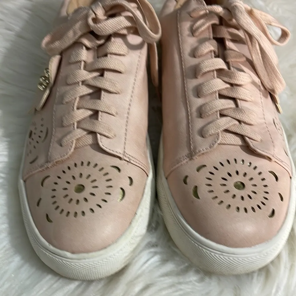 Nanette Lepore Wesley Blush Floral Leather Women's Lace Up Sneakers Size 8.5 - Image 9