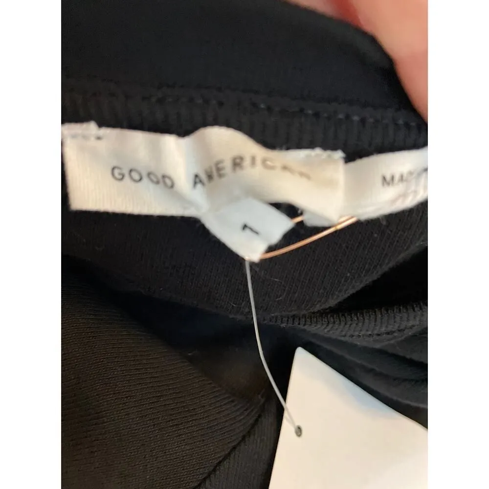 Good American Women's Size 1 Small Short Sleeve Ruched Bodycon Dress Black NWT - Image 5