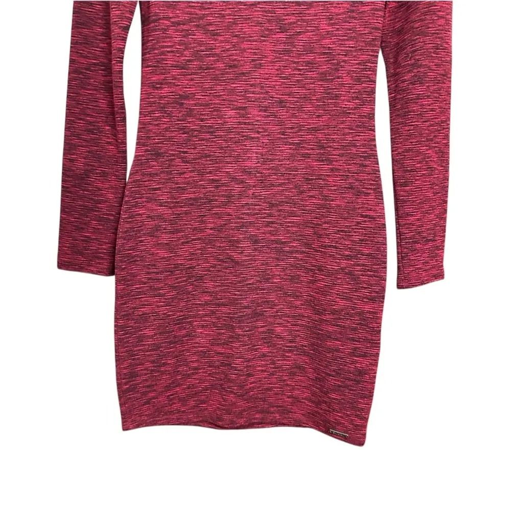 Superdry Women Sz S Augusta Body-con Knit Dress Heathered Red Black Knee Length - Image 3