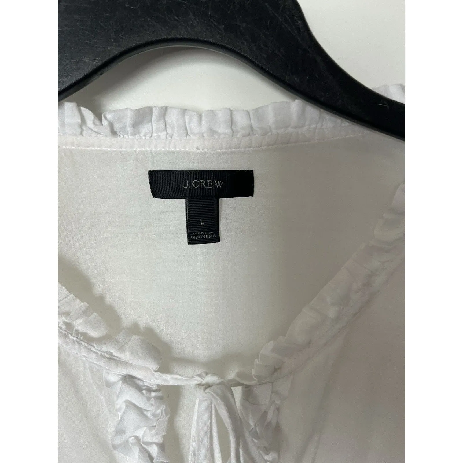 J Crew Womens Airy Popover Shirt White Gauzy V Neck Ruffle Pocket L - Image 5