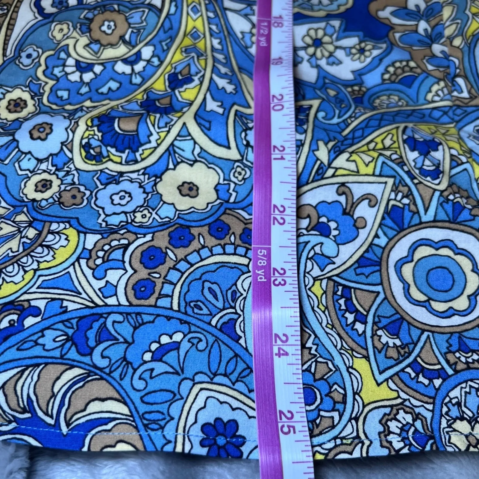 Talbots Blouse Womens 12 Blue Yellow Paisley Print Non Iron Short Sleeve Shirt - Image 9