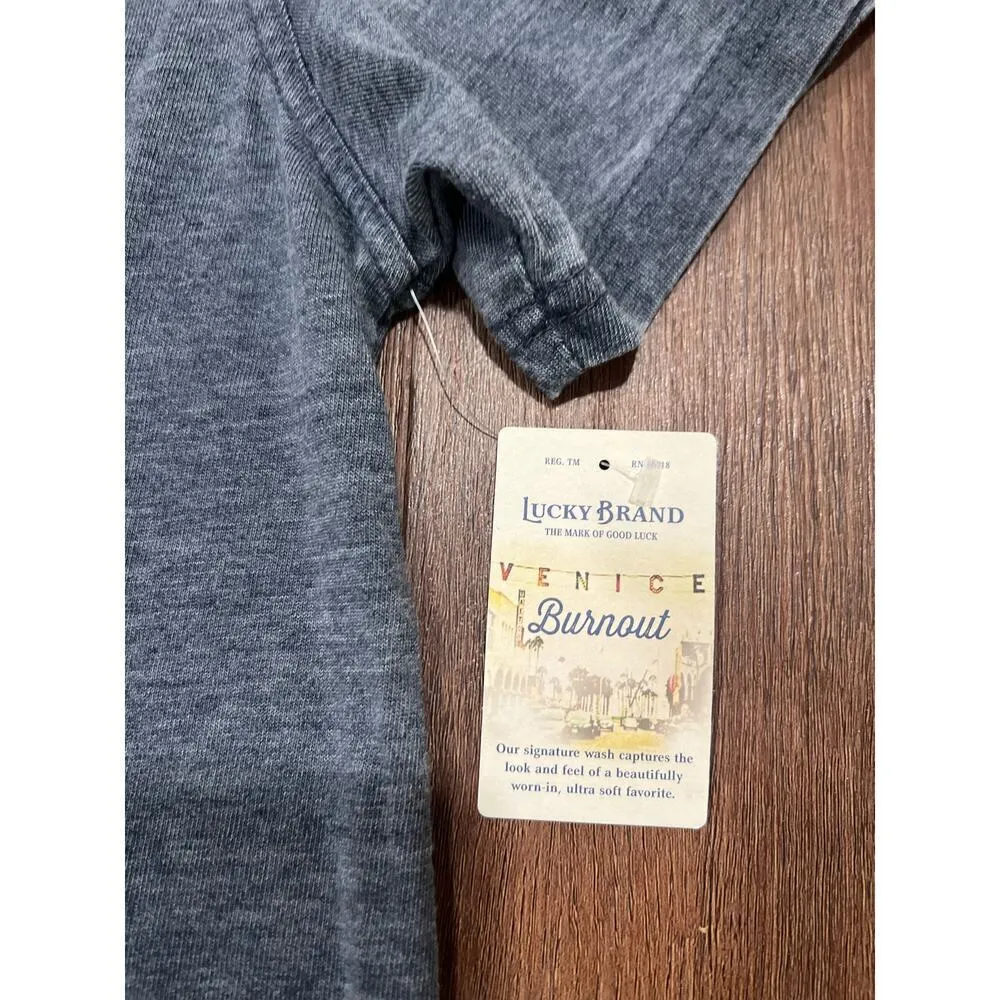 NWT Lucky Brand Men's Venice Burnout Notch Neck Tee Shirt M - Image 2