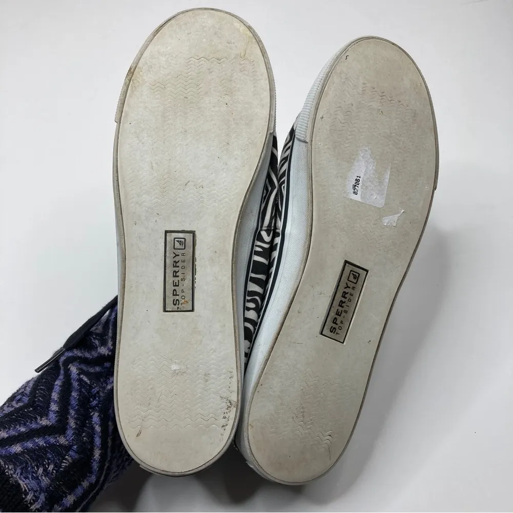 Sperry | Black & White Zebra Pattern Boat Shoes 10 - Image 8