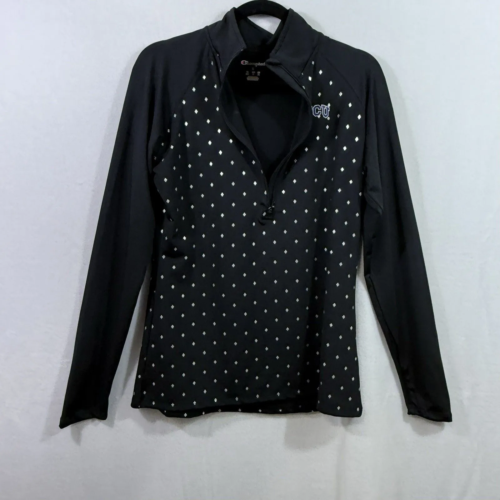 Champion NCAA TCU Horned Frogs Half Zip Black Pullover Jacket Women's Size L - Image 4