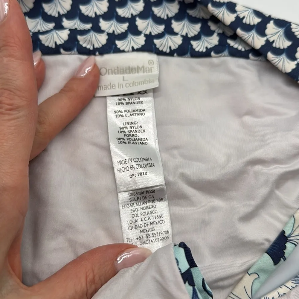 OndadeMar Lotto Banded Bikini Bottoms Size Large Blue - Image 9