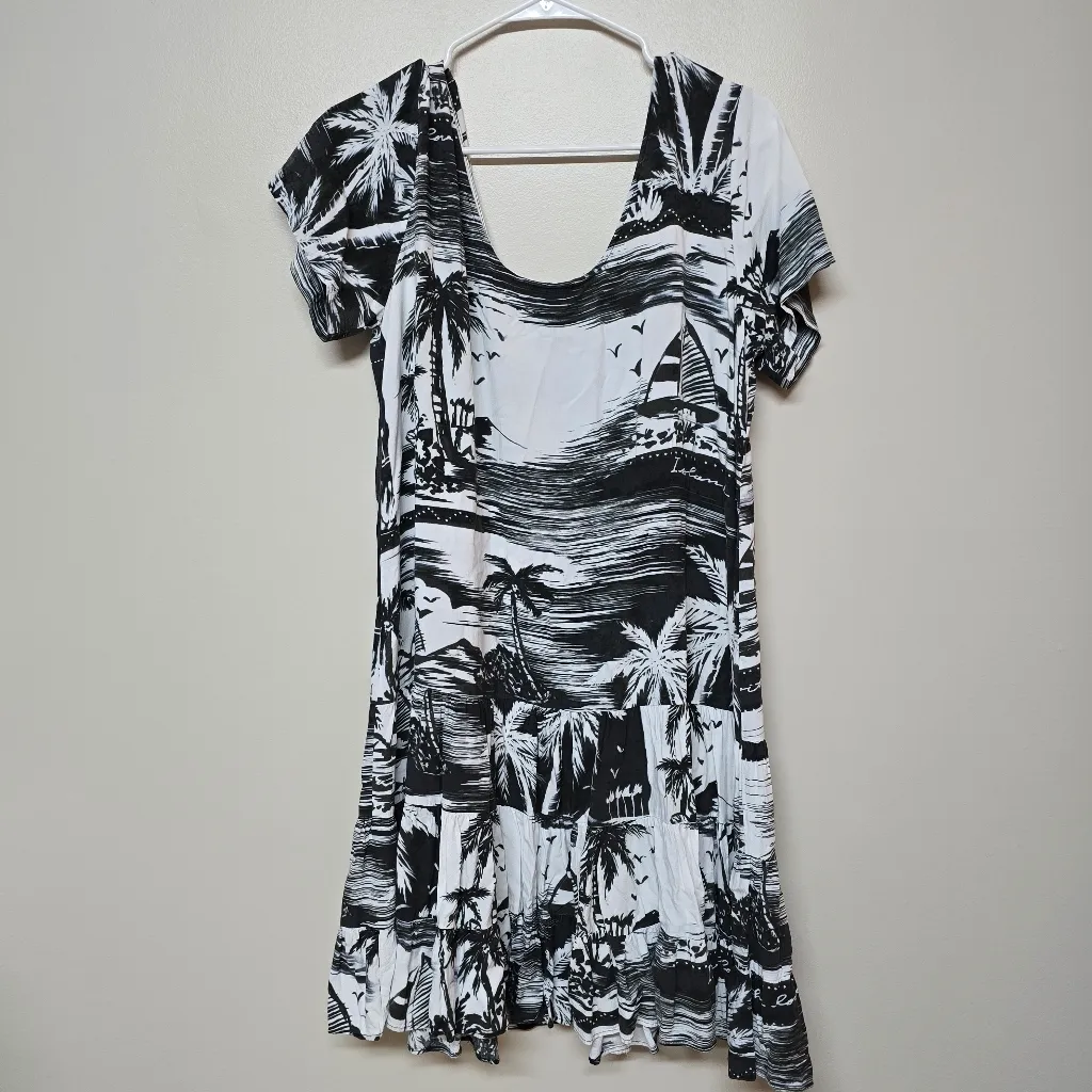 Vtg‎ Jams World Dress Womens Med 2000s Island Life Hattie Black White Tropical - Image 5