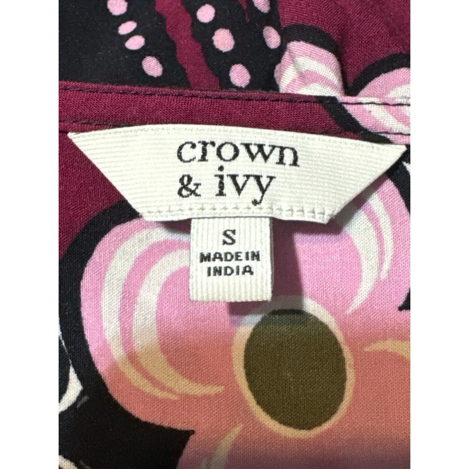 Loft Navy Floral Navy Pink Blouse with Ruffle Cuff Size Small - Image 4