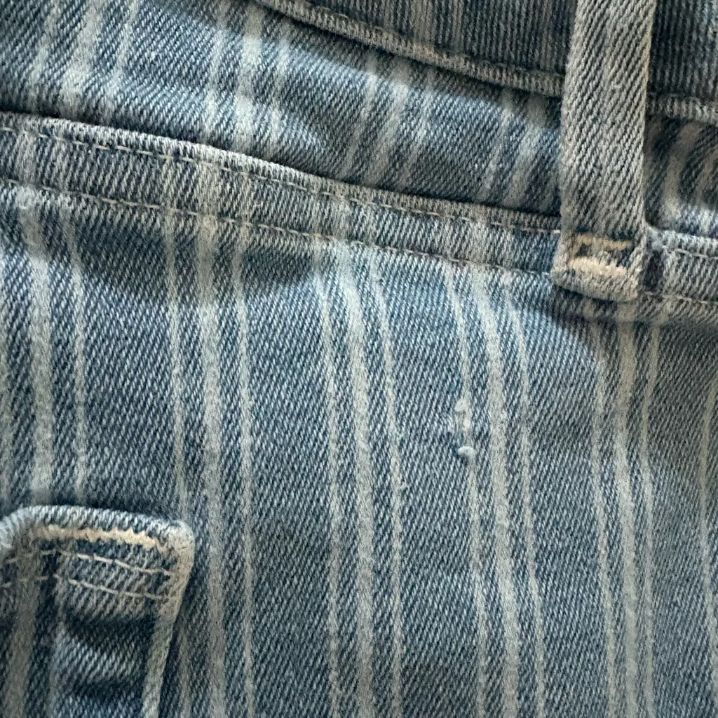 Good American Porkchops Cuttoff Blue Striped Jean Shorts 3” Inseam‎ Women’s 16 - Image 7