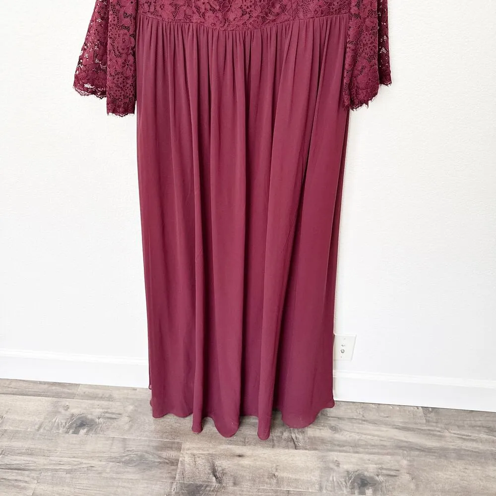 [Azazie] Hurley Lace V-Neck Bell Sleeve Chiffon Bridesmaid Maxi Dress NWT Sz 18 - Image 8
