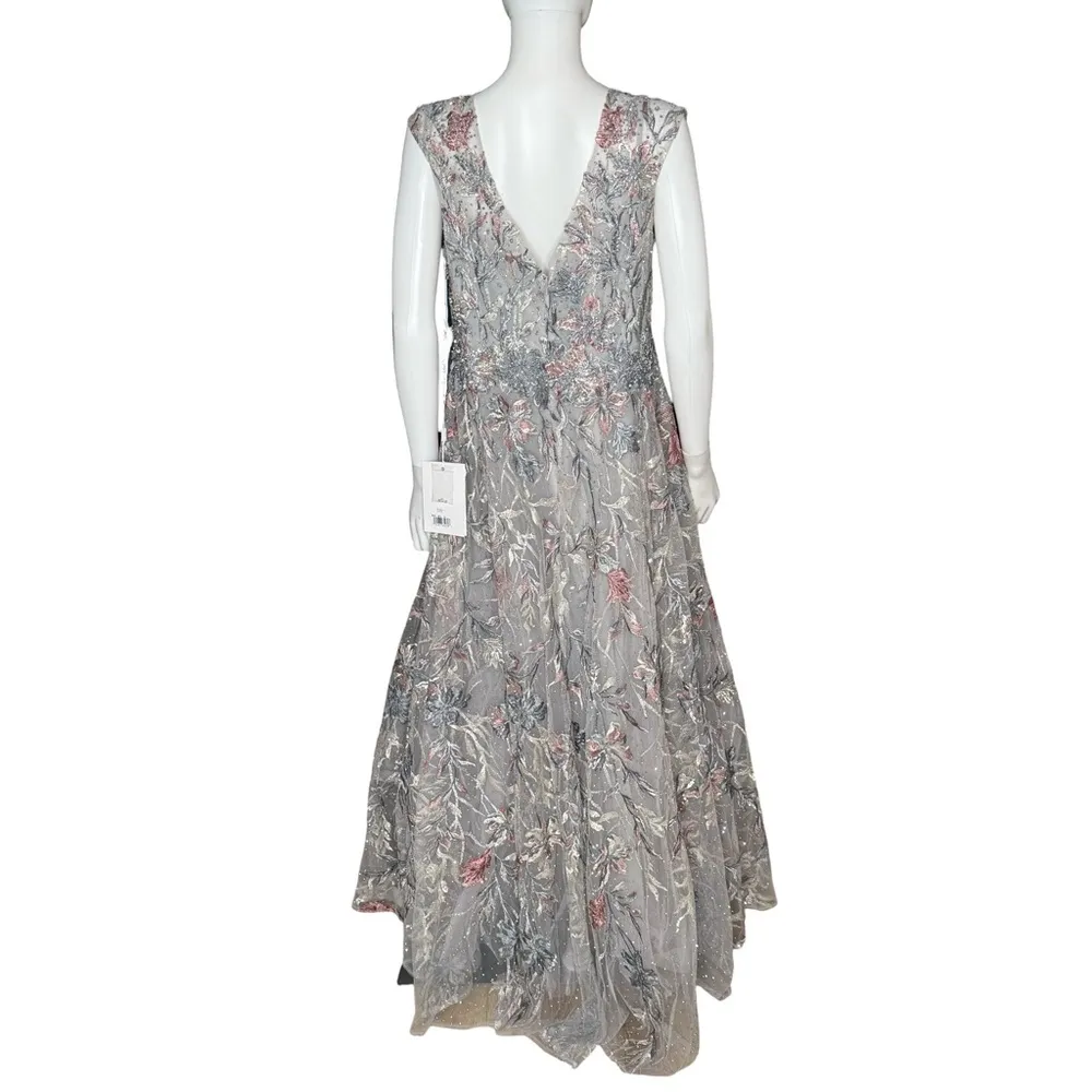 Mac Duggal Gray Embroidered Illusion Cap Sleeve A Line Gown 20263 Women’s Sz 14 - Image 7