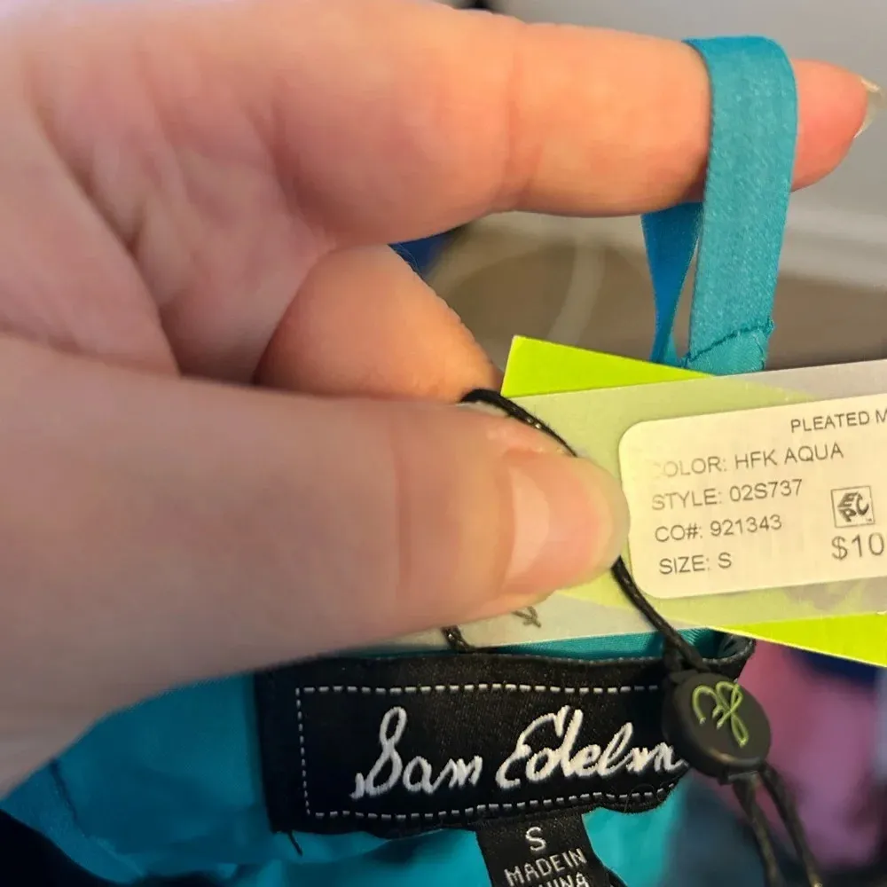 NWT SAM EDELMAN TEAL PLEATED DRESS - Image 4