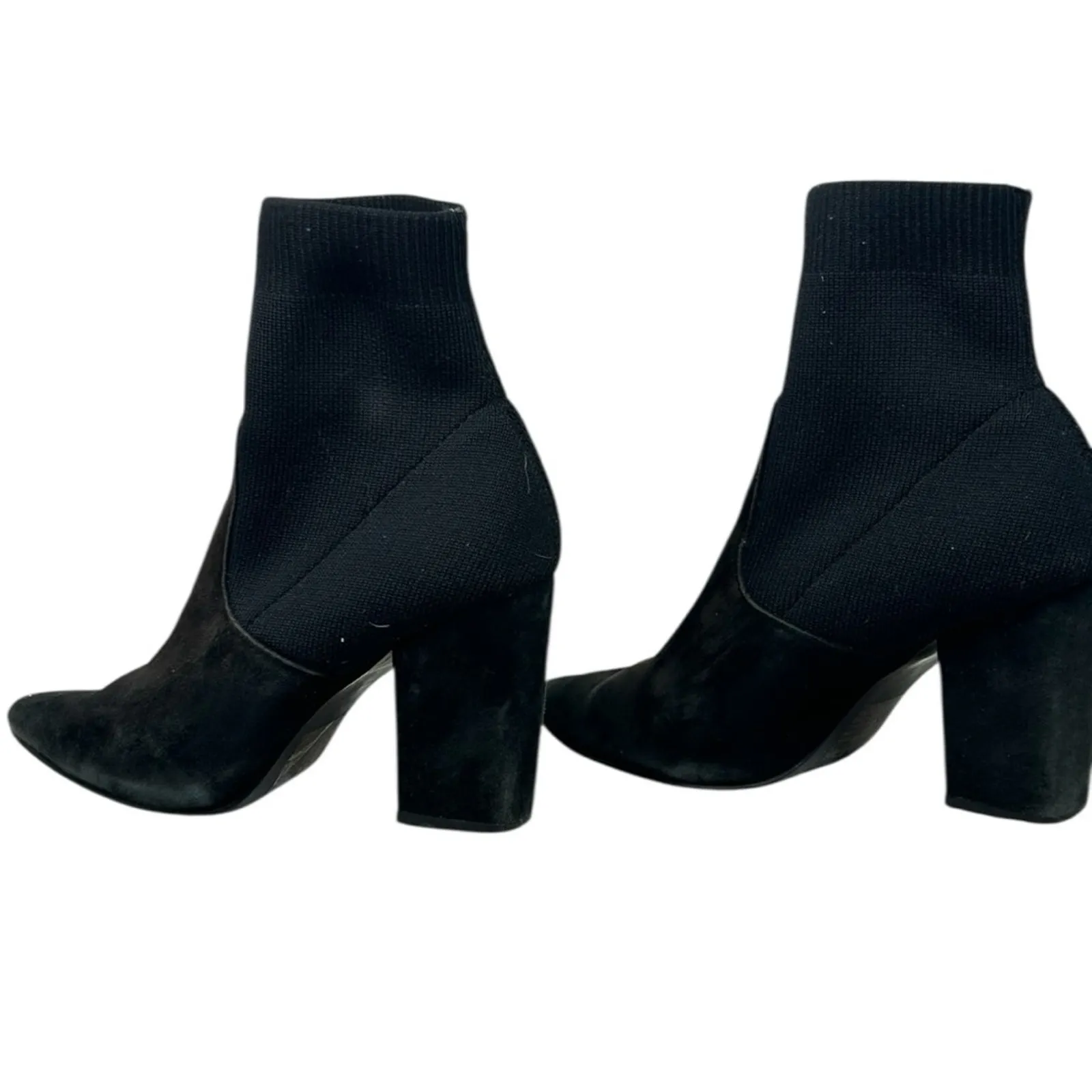 Steve Madden Reese Black Suede Sock Booties 5.5 Almond Toe 3.25” Heel - Image 7