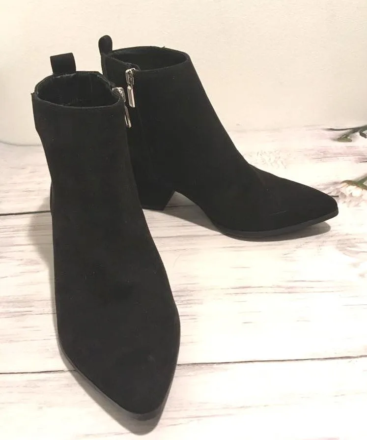 Black Suede Ankle Boots, Size 8W - Image 3