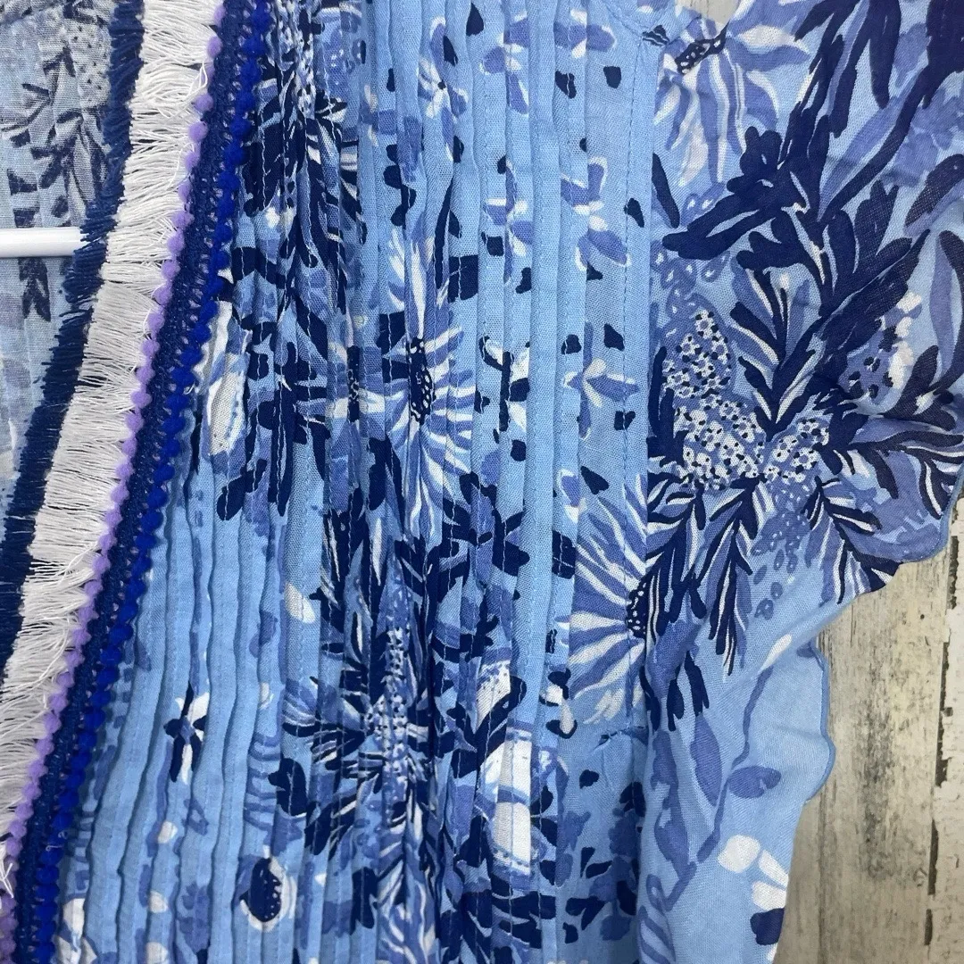 Poupette St Barth Sasha Mini Dress French Blue sz S Tassels Vacation Boho Resort - Image 8