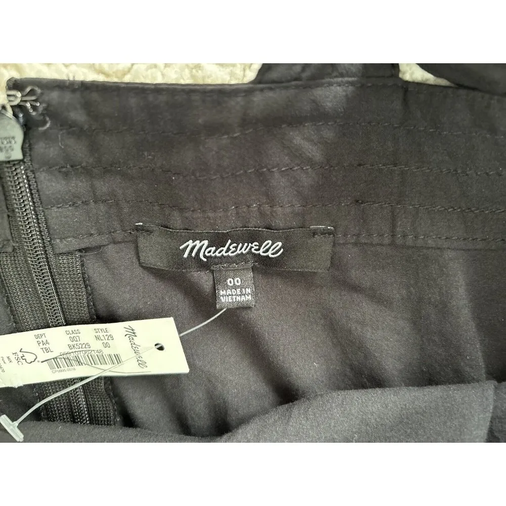 MADEWELL Halter Tiered Midi Lake Dress True Black Crinkle Cotton Poplin Size 00 - Image 11