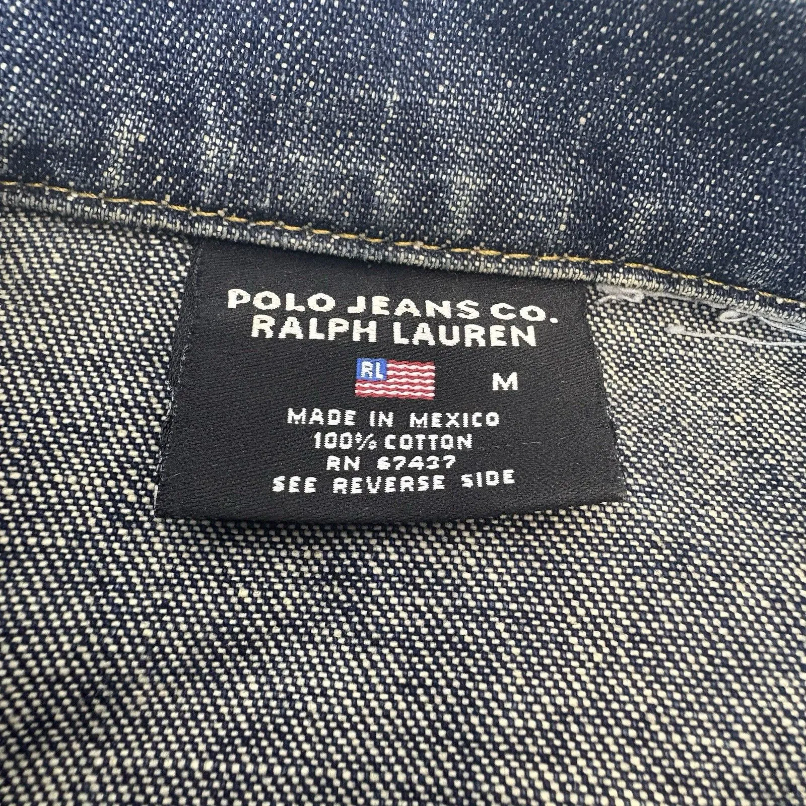 Polo Ralph Lauren Denim Jacket Rhinestone Flag Size Medium - Image 5