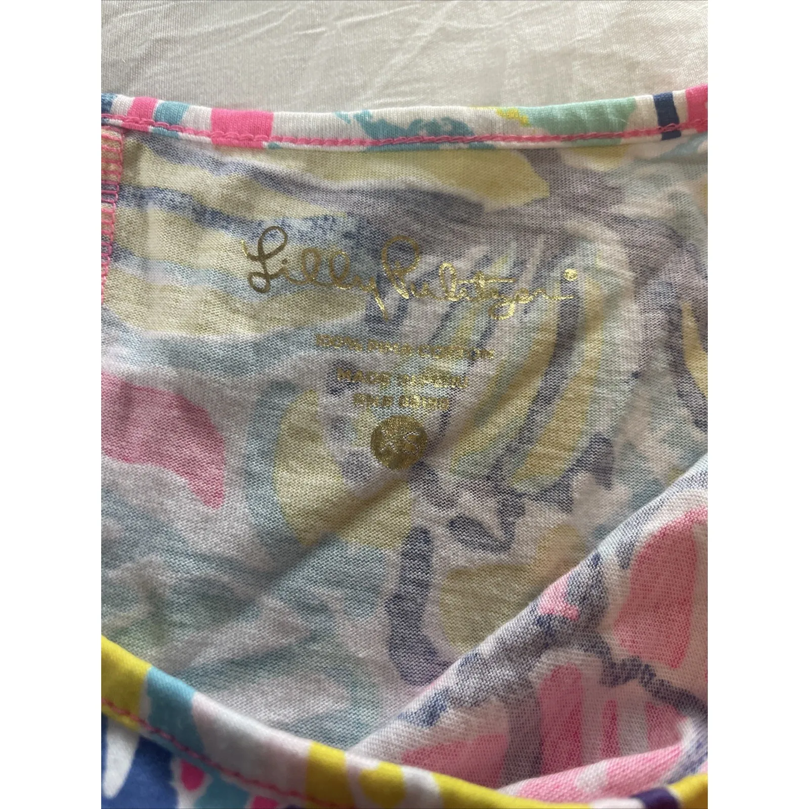 Lilly Pulitzer Bright Colorful Shirt Dress 3/4 Sleeves Pink XS Summer Knee Lengt - Image 3