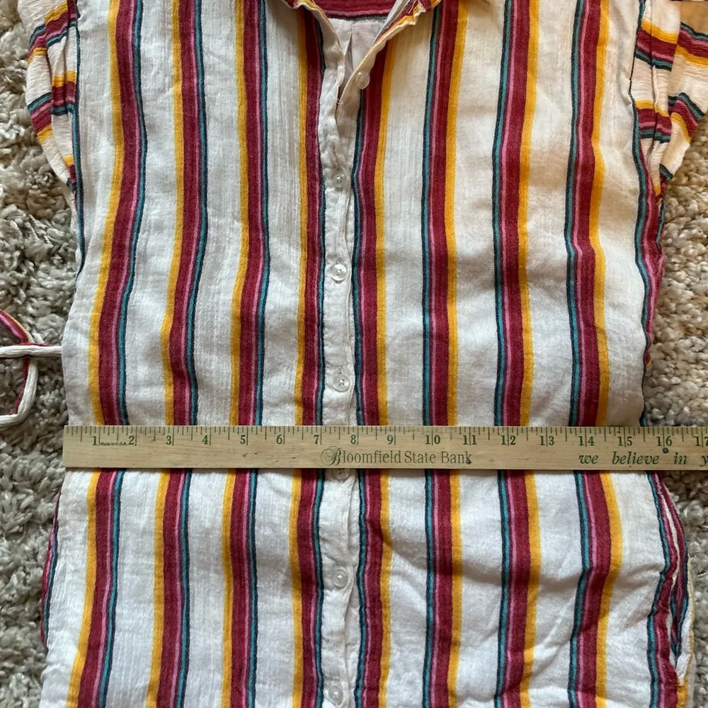 Harper Heritage women’s Striped multi color cotton button down mini dress small - Image 13