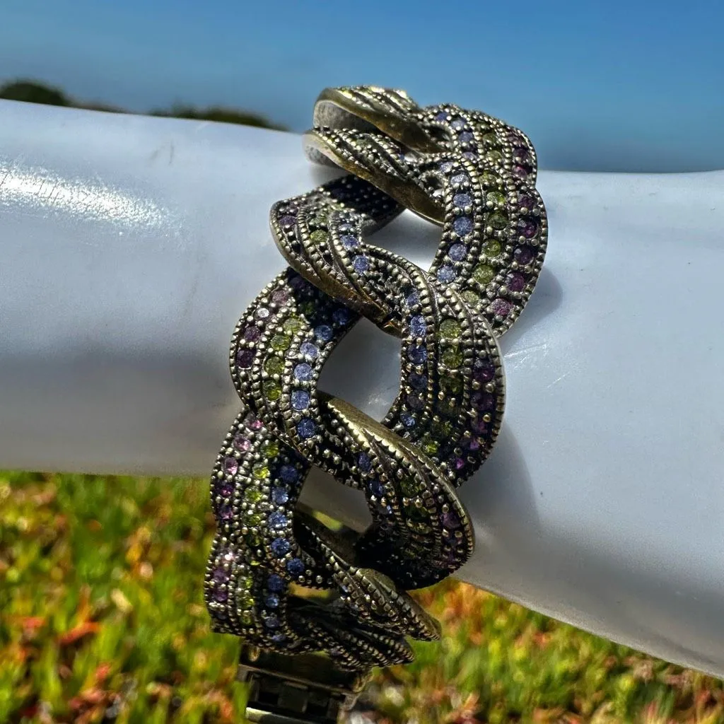 Heidi Daus Multicolor Swarovski Crystal Pavé Link Bracelet - Image 2