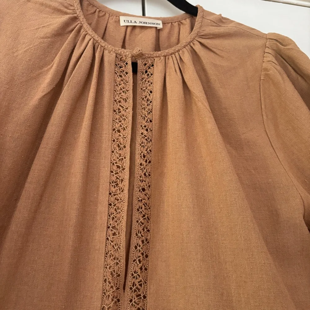 Ulla‎ Johnson Raw Silk Kalea Midi Dress Clay Size 4 Fringe Boho Bohemian Fringe - Image 8