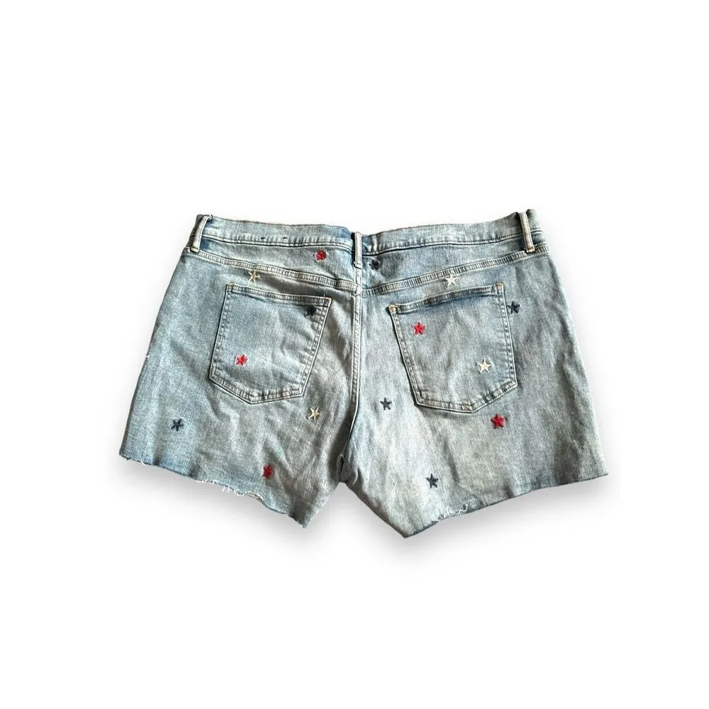 NEW GAP denim 5” USA‎ red white blue star print festive shorts sz 34 - Image 4