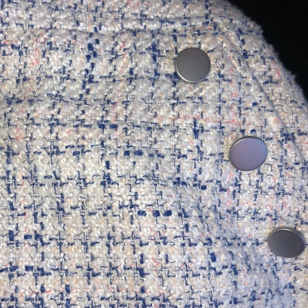 Eli Tahari Plaid Tweed A-Line Miniskirt Blue Ivy Size 14 - Image 4