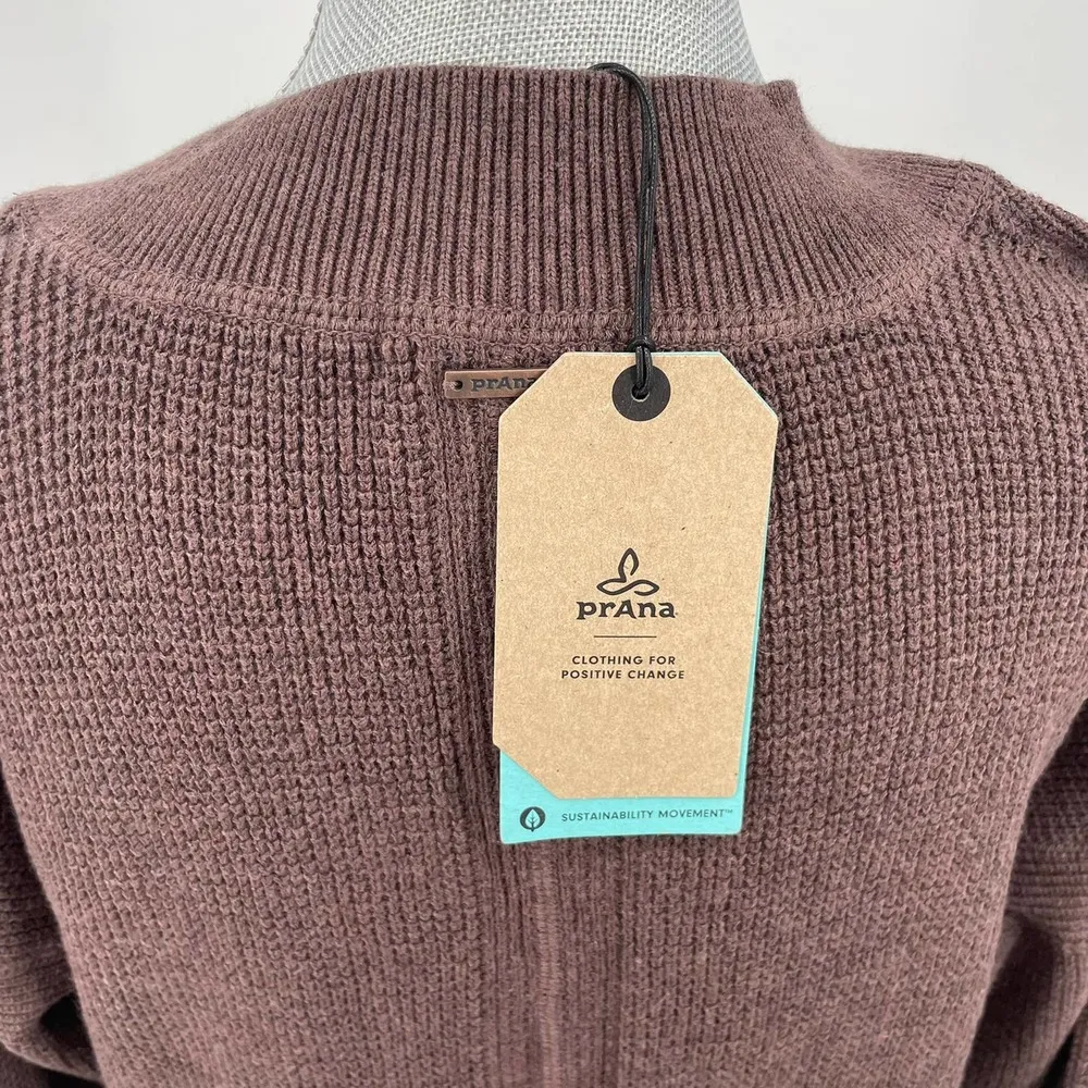 NWT prAna Milani Henley Sweater Knit Dress Clove Size Small Organic Cotton - Image 4