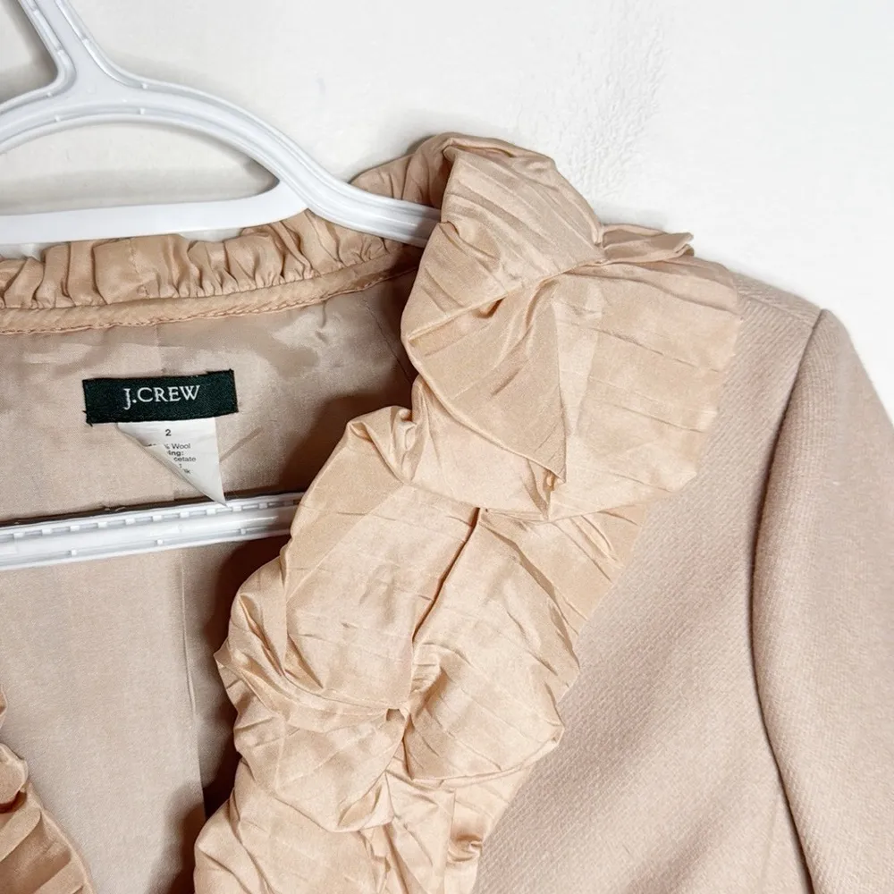 J.Crew Chimera Silk Ruffle-Front Wool Blazer Deep Blush Nude Size 2 - Image 5