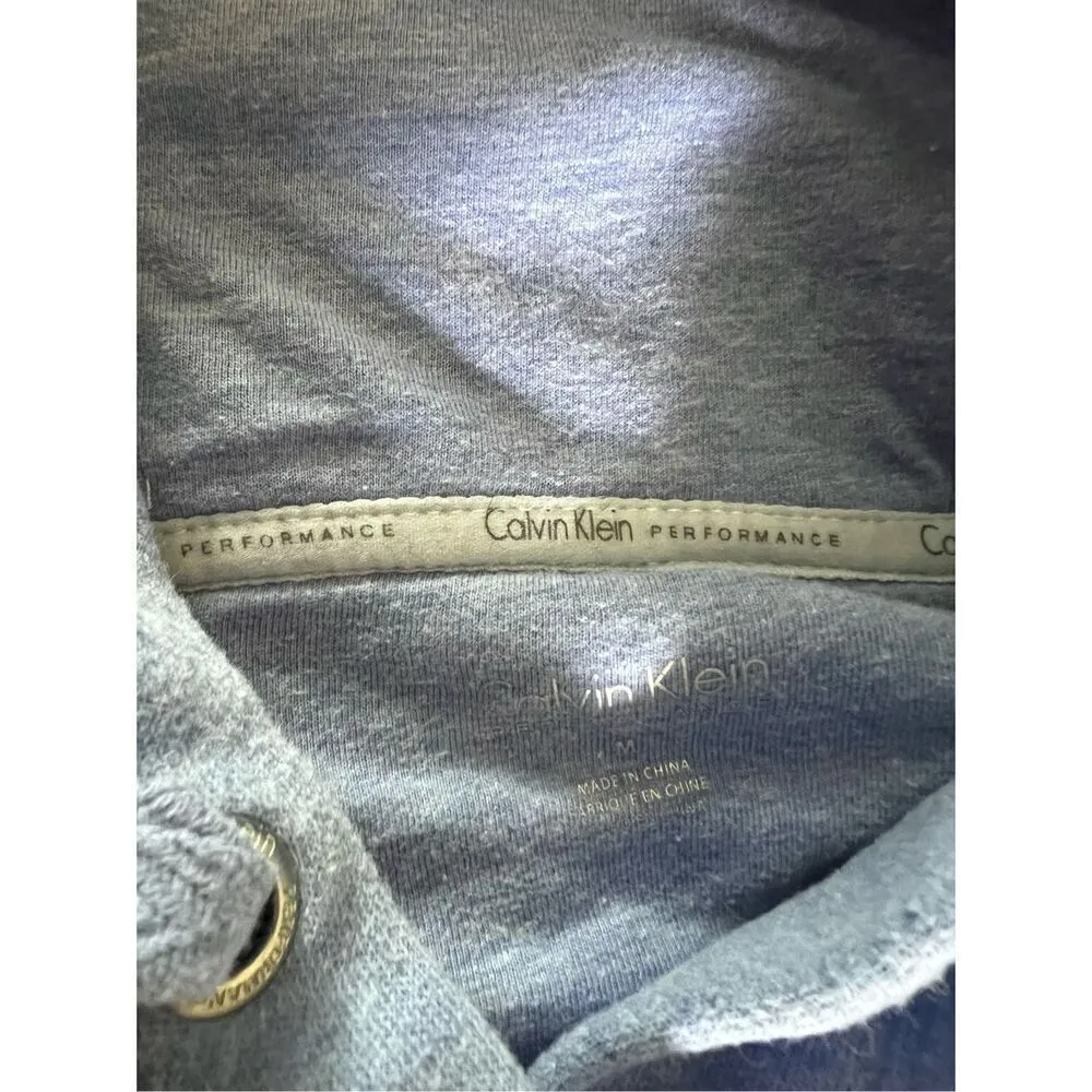 Calvin Klein Performance Heathered Light Blue Hooded Sweatshirt Hoodie Womens M - Image 3