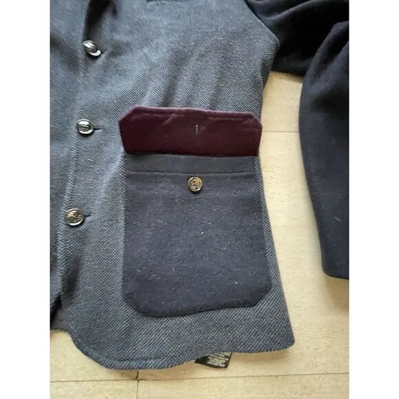 Ted Baker London Blue Wool‎ Sleeve Textured Coat Jacket Removable Collar Size 6 - Image 4