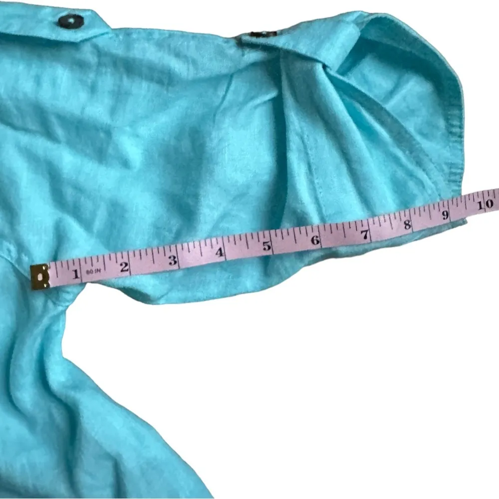 Chico's  Womens Size Small 100% Linen Blue Blazer Jacket - Image 8