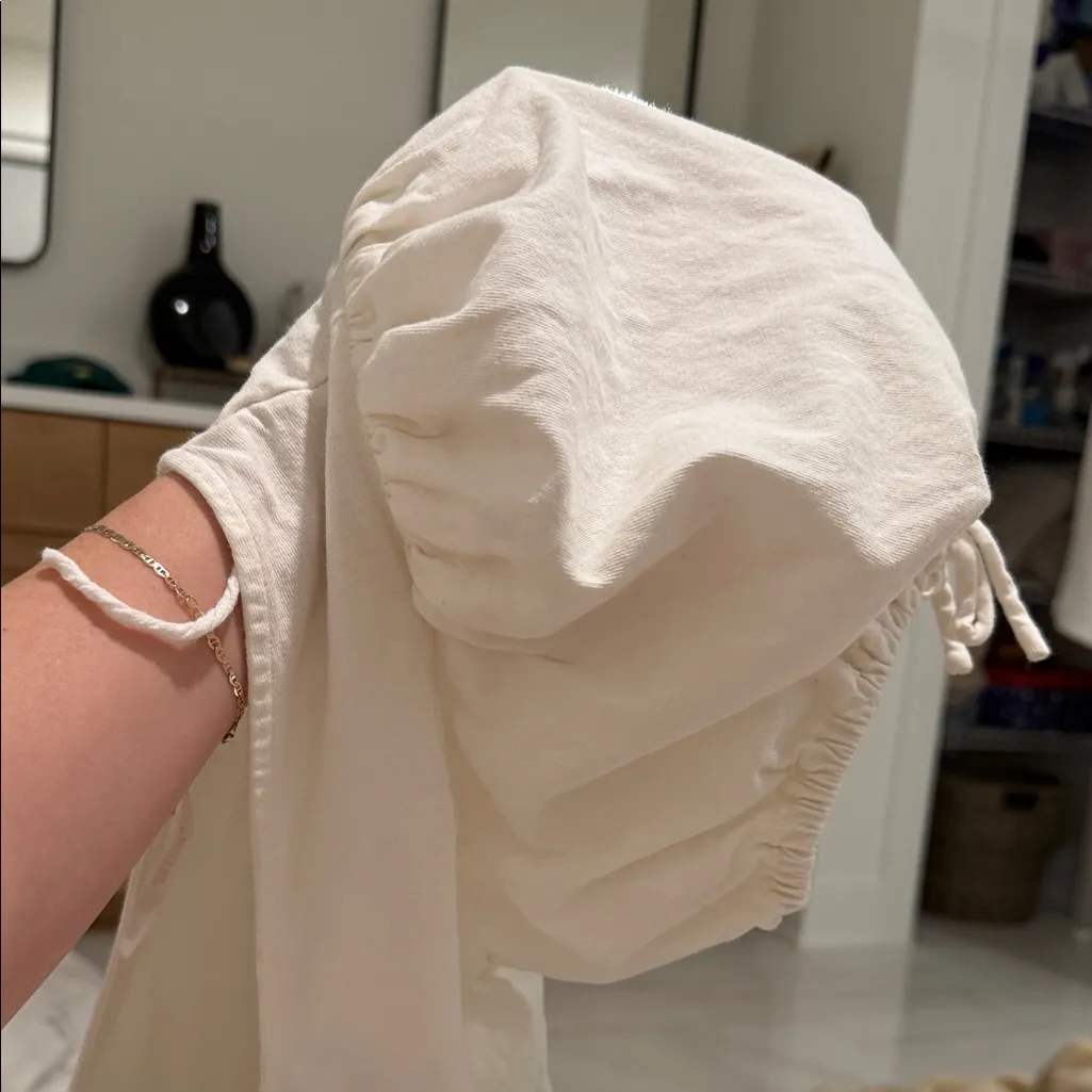 Free People Kitty Tee Ivory Cropped Puff Sleeve Bow Front Cottagecore Top SZ XL! - Image 11