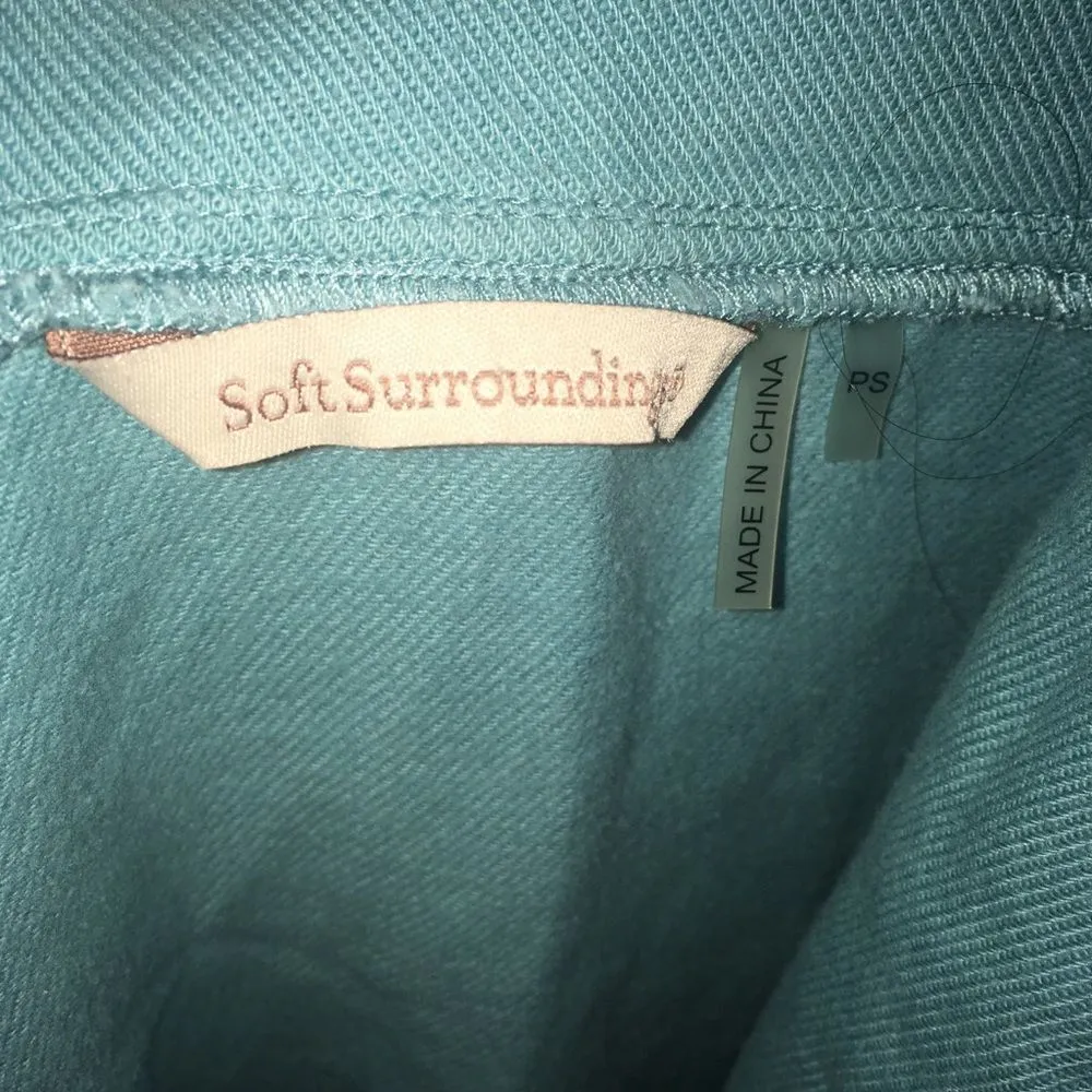 Soft Surroundings PS light blue /green cowl neck sweatshirt - Image 4