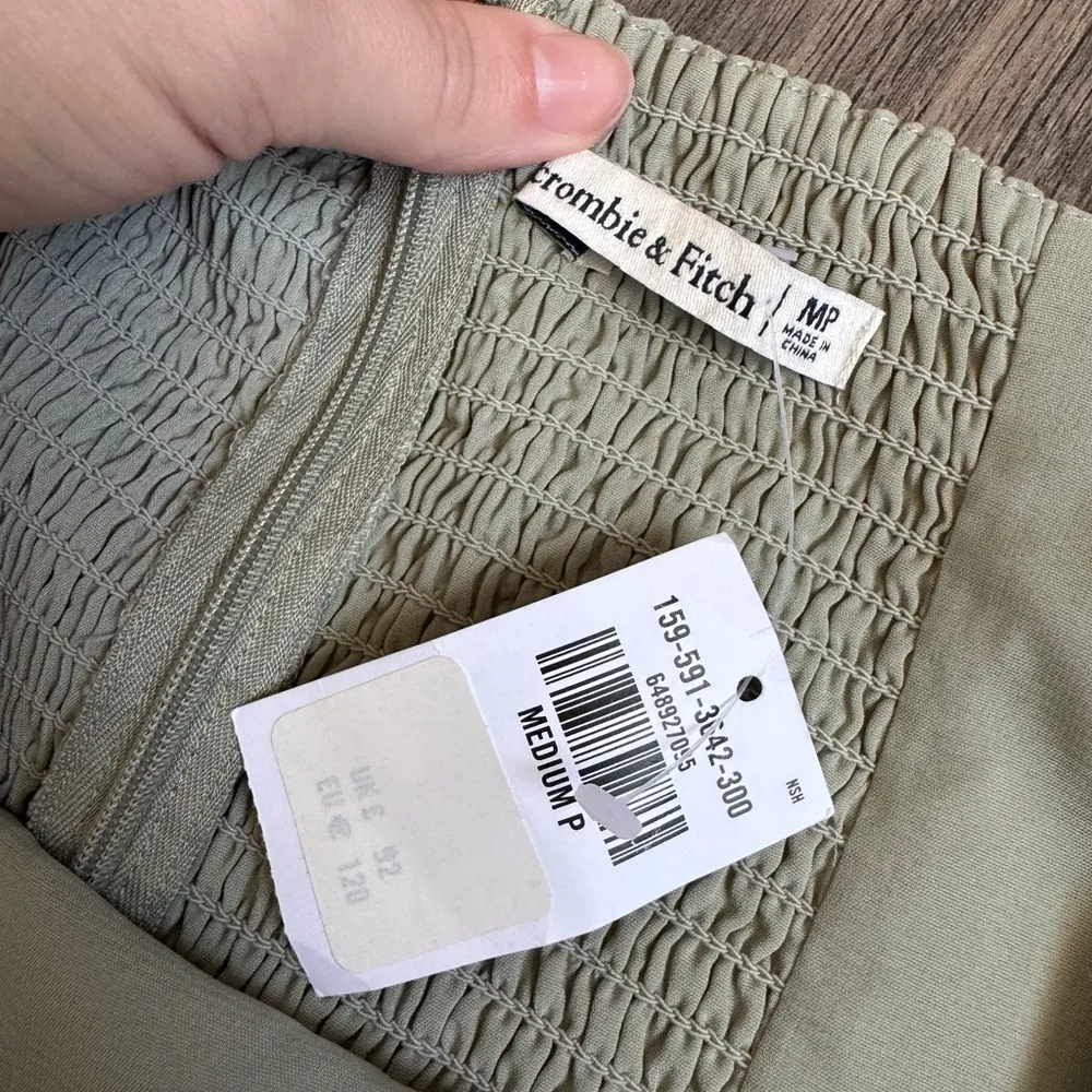 Abercrombie & Fitch Long-Sleeve Draped  
Skirt Mini Dress Sage Green NWT - Image 8