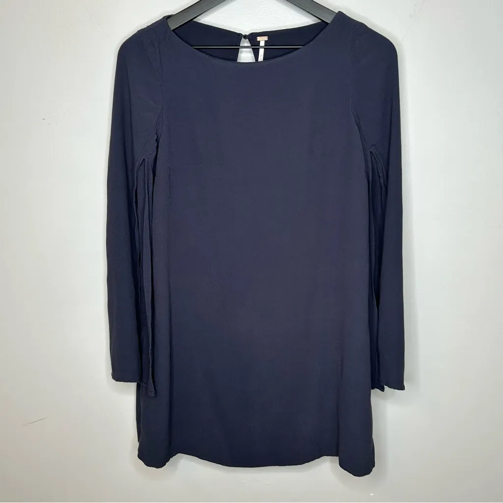 Free People Navy Blue Some Like It Hot Cape Dress Split Sleeves Size XS - Image 4