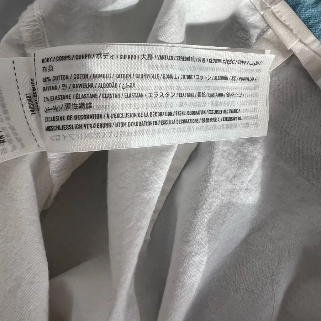 Abercrombie & Fitch Cropped Poplin Button Up Shirt White Size M - Image 9