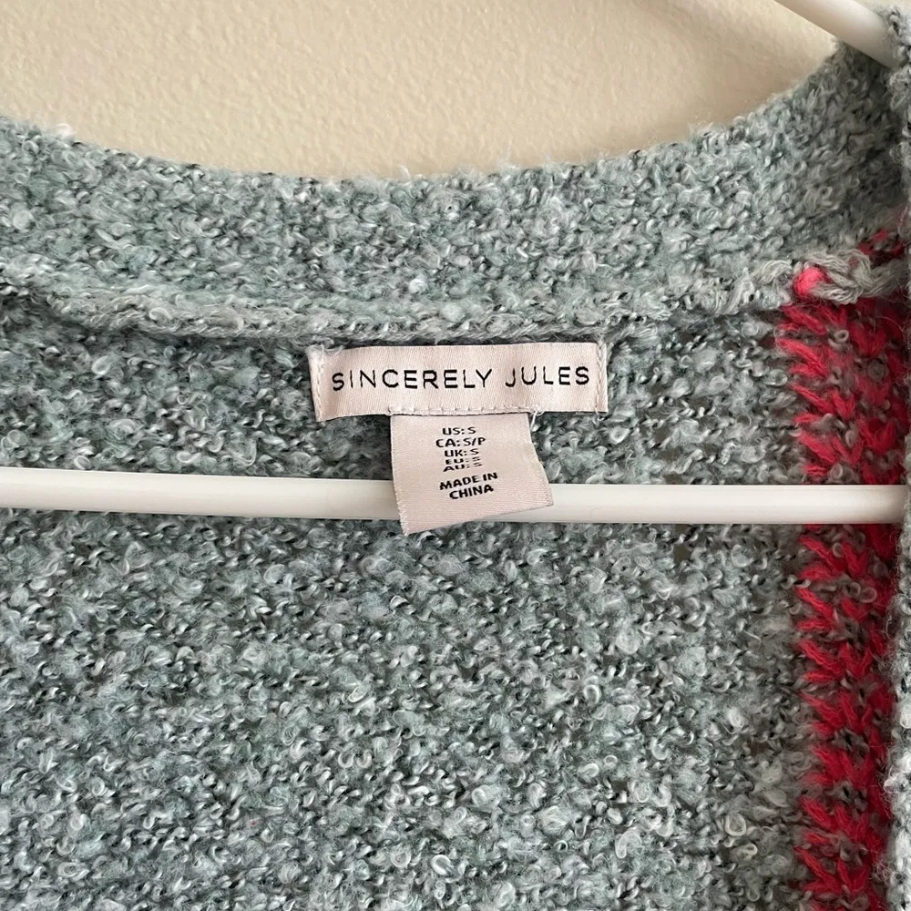 Sincerely Jules Wool Blend Women’s Size Small Open Front Multicolor Cardigan‎ Pink - Image 3