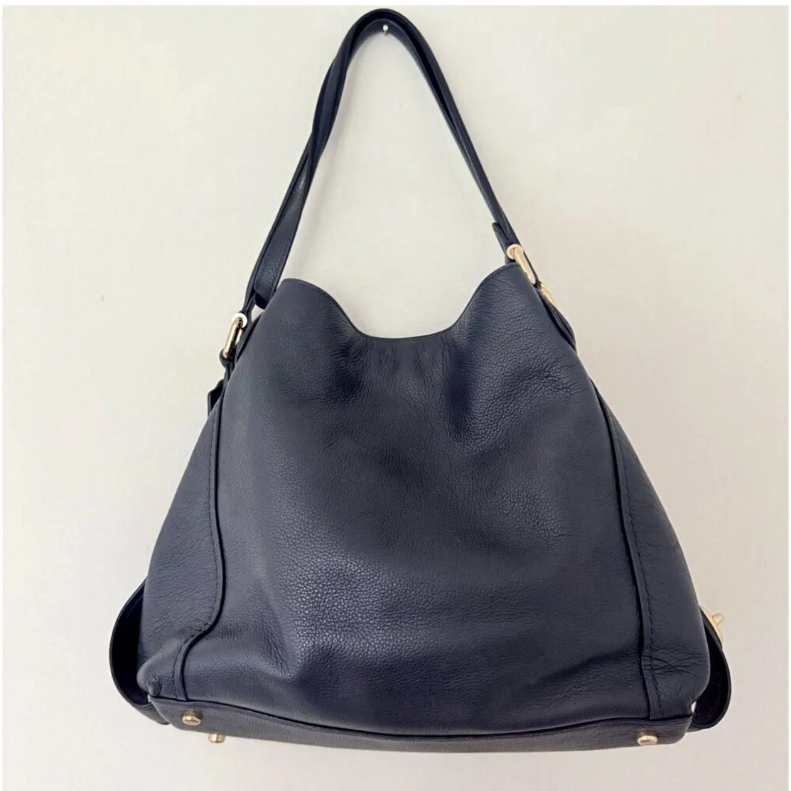Coach Edie 31 Shoulder Bag Pebble Leather Slouchy Tote Polished Dark Blue Purse - Image 2