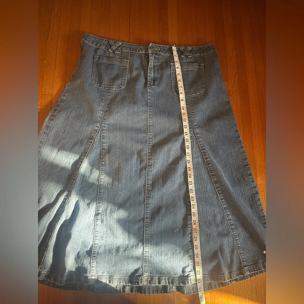 Y2K Mwah Jeans Paneled Long Blue Denim Skirt, Size 18W - Image 2