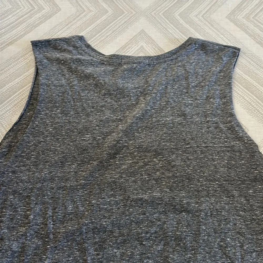 Chrldr Skull with Neon Yellow Stars Grey Tank Top - Image 6