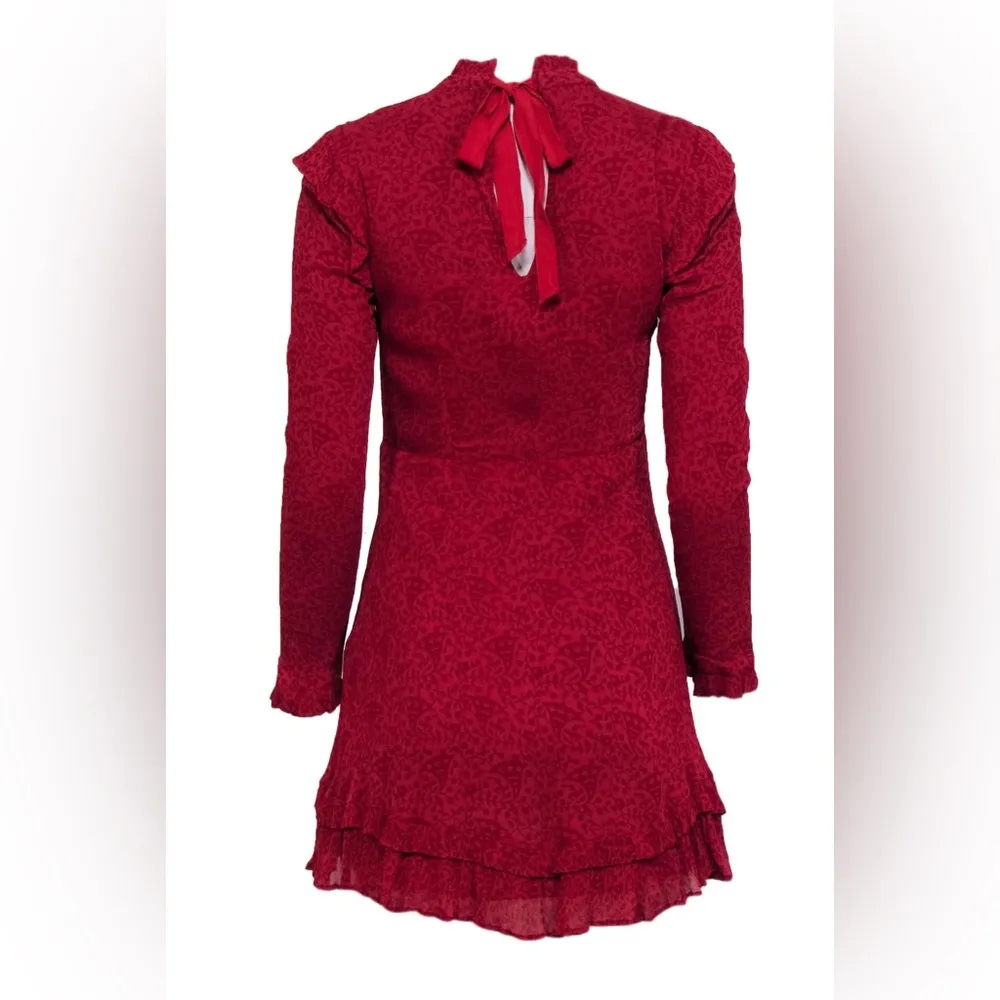 Cleobella Dixie Mini Dress Kerala Block Print long sleeve ruffle bow mock neck - Image 5