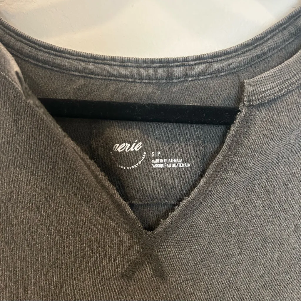 Aerie Summer Breeze Notch Neck T-Shirt, Smoked Gray, Small - Image 5