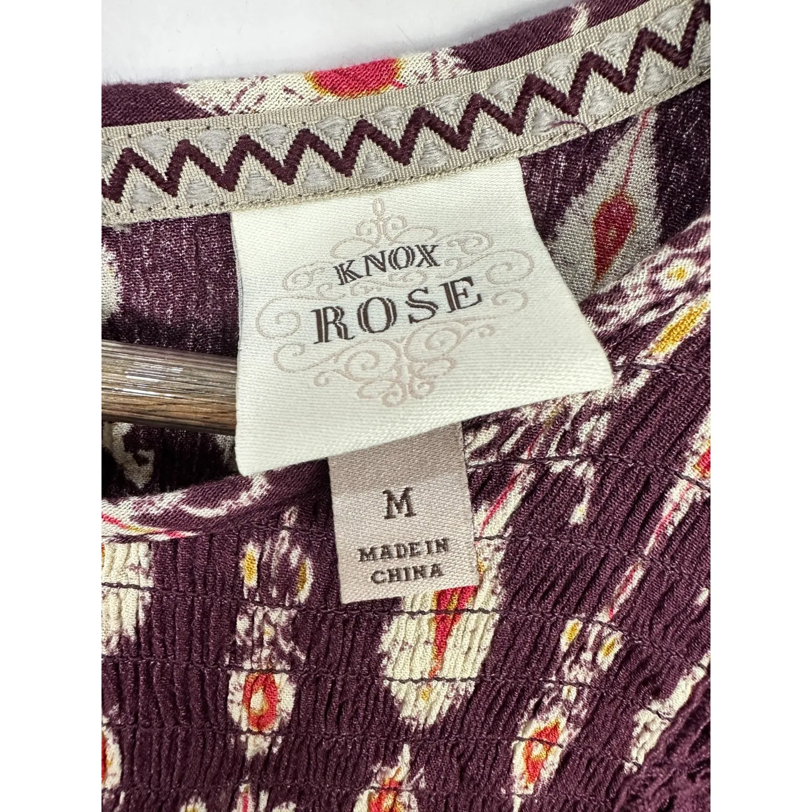 Knox Rose M Purple Boho Ikat Print Crinkle Shift Dress Dark Romantic Grunge - Image 2