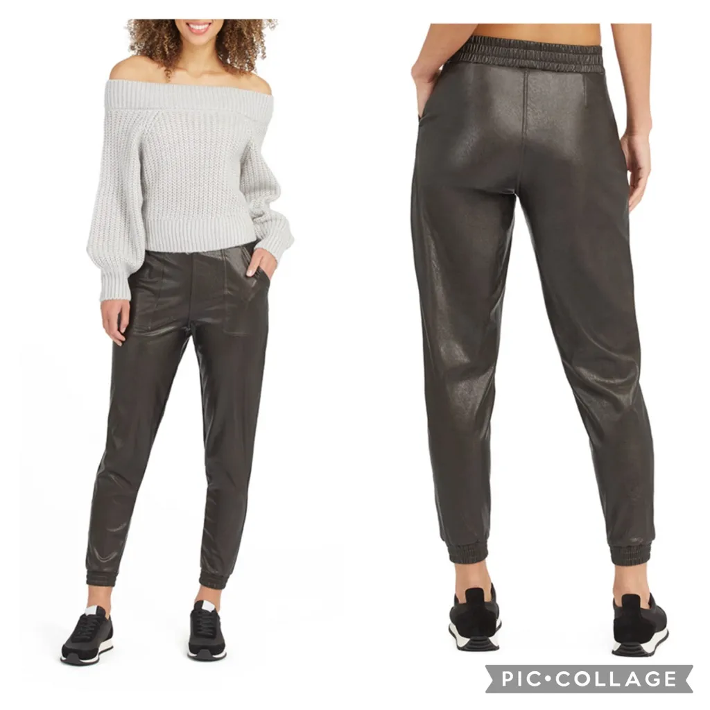 SPANX Faux Leather-Like Jogger Elastic Waist‎ Pull On Relaxed Fit Casual Size XL - Image 2