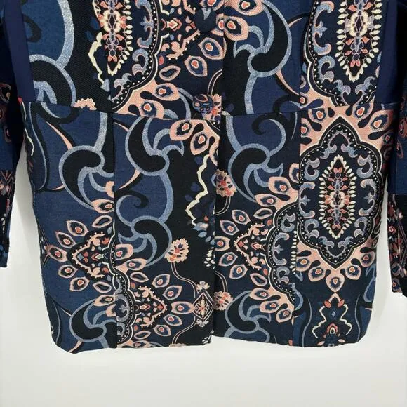 Chico's Jacquard Jacket‎ Size Small Metallic Thread Embroidered Gold Brocade - Image 9