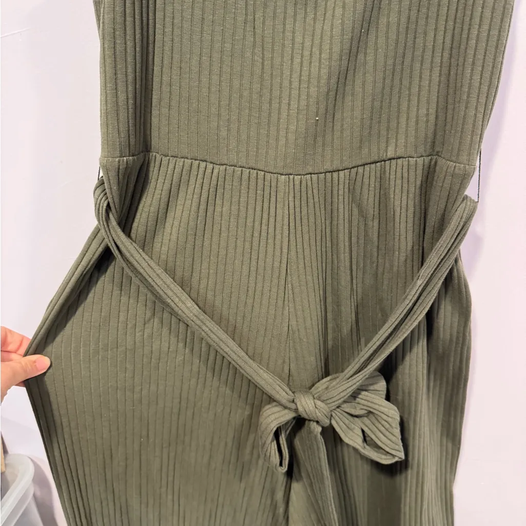 American Eagle green ribbed  thick tie‎ jumpsuit - Image 2