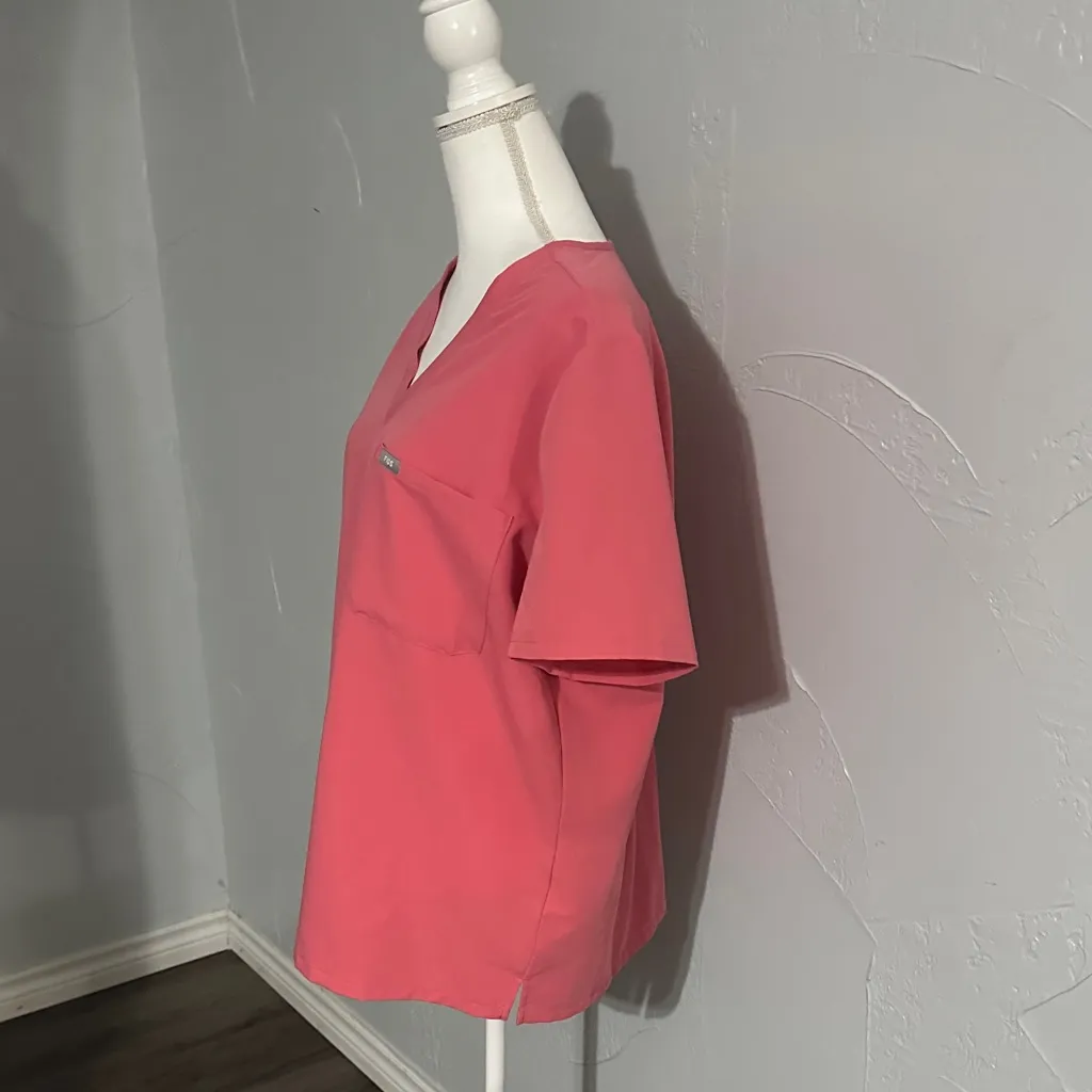 Figs Coral V-Neck Short Sleeve Top - Image 3