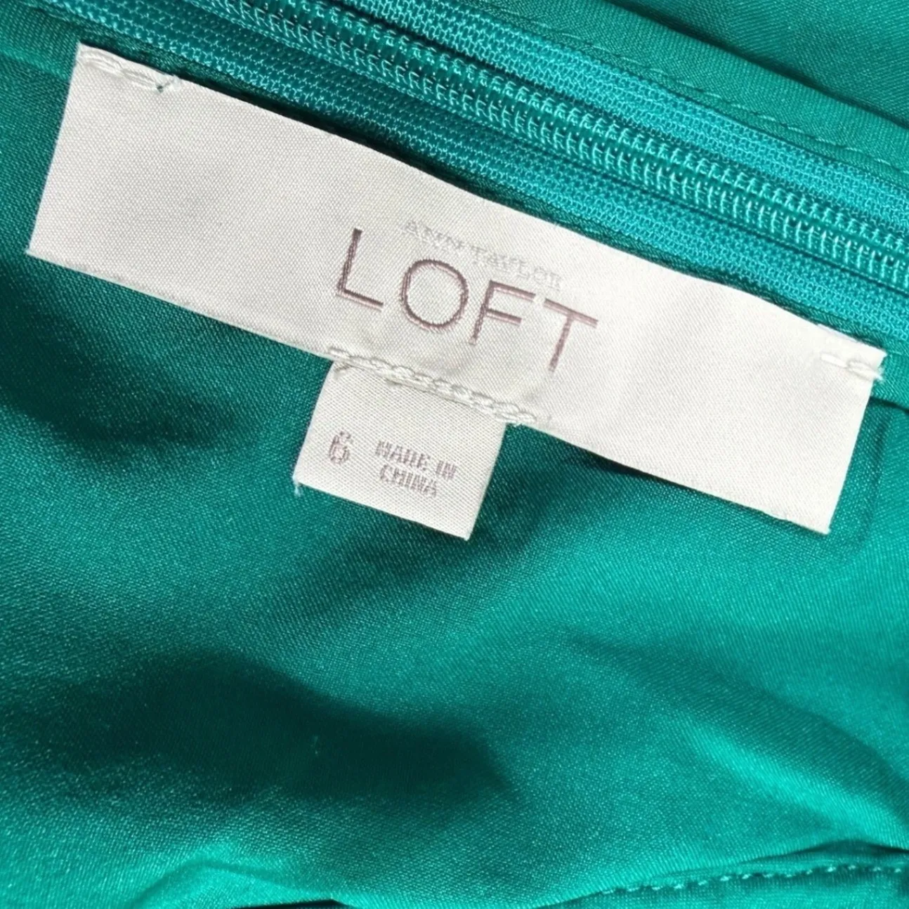 LOFT Teal Lace Halter Neck Sheath Dress Women's Size 6 Cocktail - Image 4