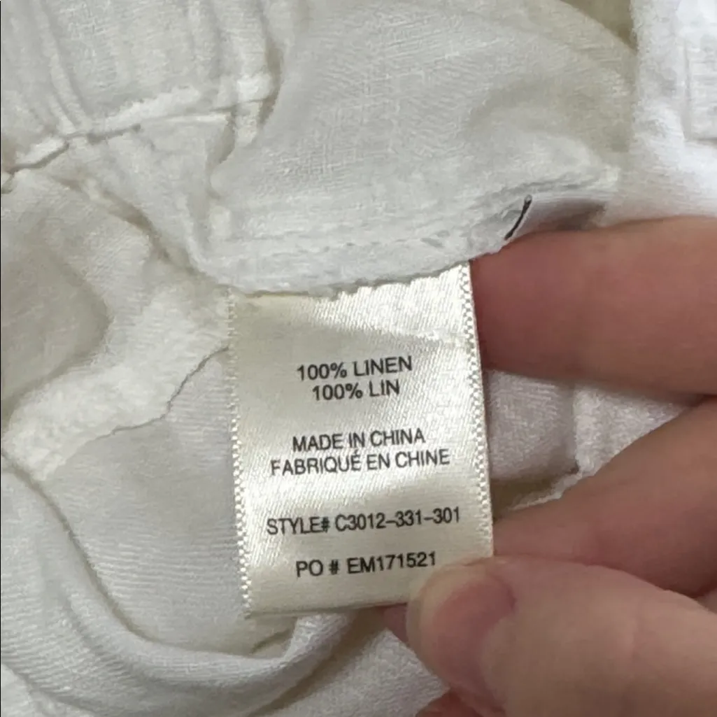 Cloth & Stone Anthropologie Wide Leg Crop Off White Linen Pants size XS - Image 9